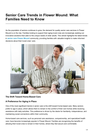 Senior Care Trends in Flower Mound What Families Need to Know