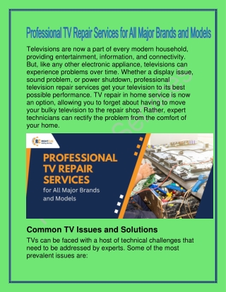 Professional TV Repair Services for All Major Brands and Models