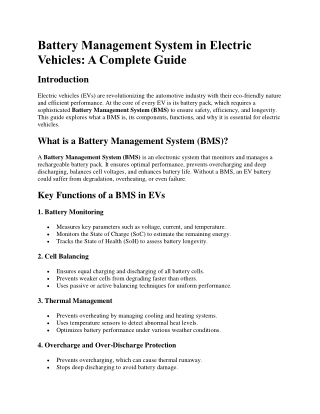 Battery Management System in Electric Vehicles