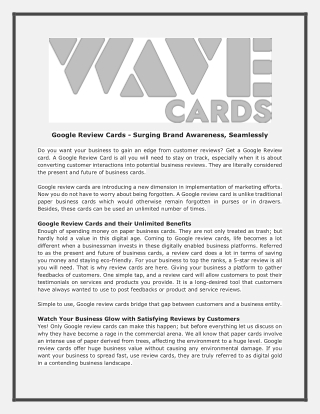 Google Review Cards - Surging Brand Awareness, Seamlessly