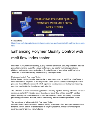 Enhancing Polymer Quality Control with melt flow index tester
