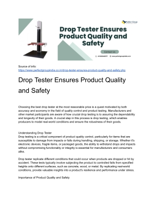 Drop Tester Ensures Product Quality and Safety