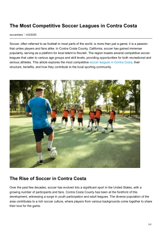 The Most Competitive Soccer Leagues in Contra Costa