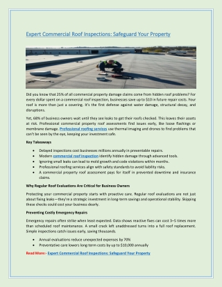 Expert Commercial Roof Inspections: Safeguard Your Property