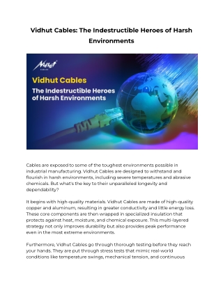 vidhut cables the indestructible heroes of harsh