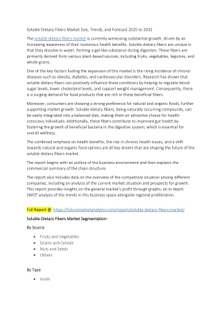 Soluble Dietary Fibers Market: Regulatory Challenges and Labeling Standards