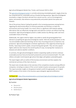 Sustainable Farming Solutions: The Growth of the Agricultural Biologicals Market
