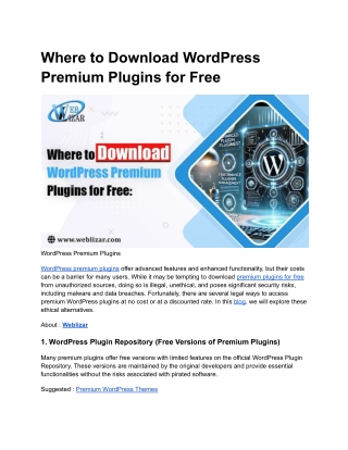Where to Download WordPress Premium Plugins for Free