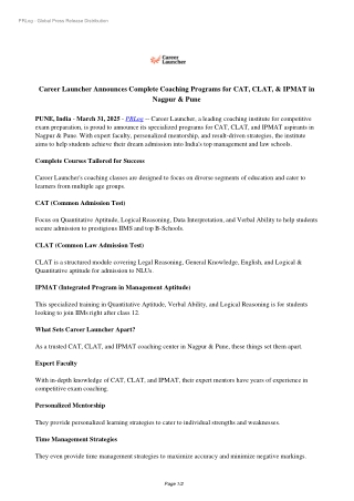 Career Launcher Announces Complete Coaching Programs for CAT, CLAT, & IPMAT