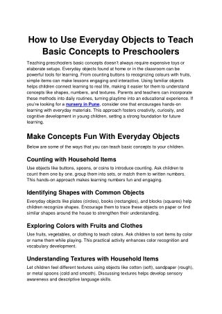 How to Use Everyday Objects to Teach Basic Concepts to Preschoolers