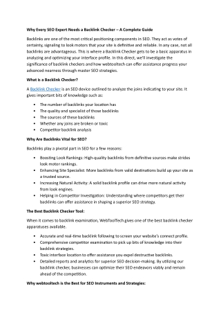 why every seo expert needs a backlink checker