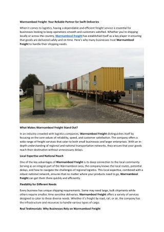 warrnambool freight your reliable partner