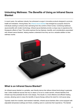 Unlocking Wellness The Benefits of Using an Infrared Sauna Blanket