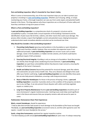 pest and building inspection why it s essential