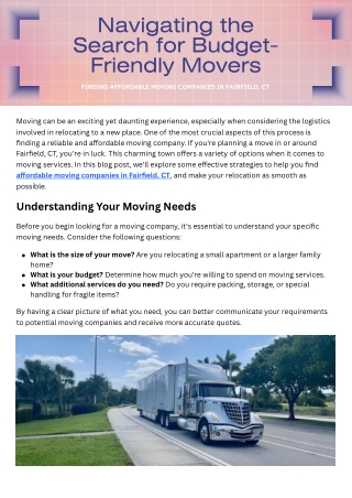 Where Can I Find Affordable Moving Companies in Fairfield, CT