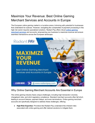 Maximize Your Revenue_ Best Online Gaming Merchant Services and Accounts in Europe