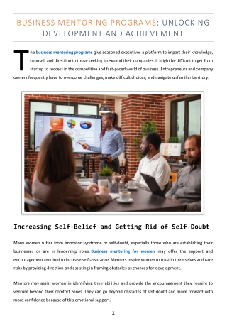 business mentoring programs unlocking development
