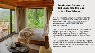 Goa Glamour Discover the Best Luxury Resorts in Goa for Your Next Getaway