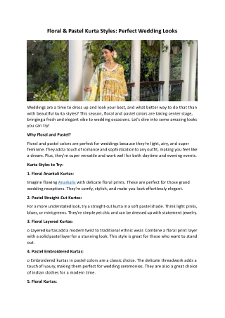 Floral & Pastel Kurta Styles Perfect Wedding Looks