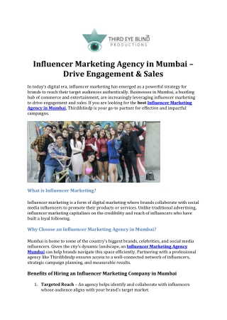 Influencer Marketing Agency in Mumbai – Drive Engagement & Sales