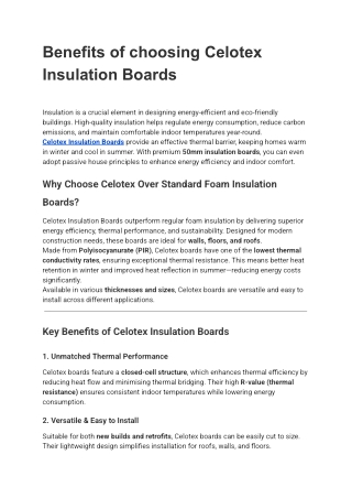 Benefits of choosing Celotex Insulation Boards.docx