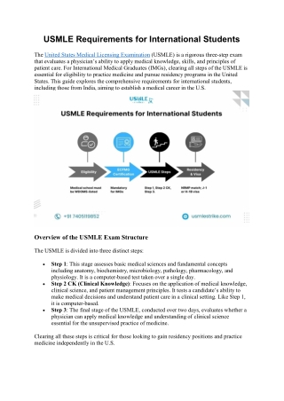 USMLE Requirements for International Students