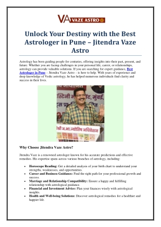 Consult the Best Astrologer in Pune – Jitendra Vaze Astro