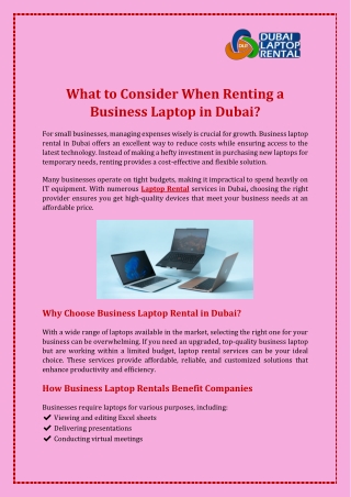 what to consider when renting a business laptop