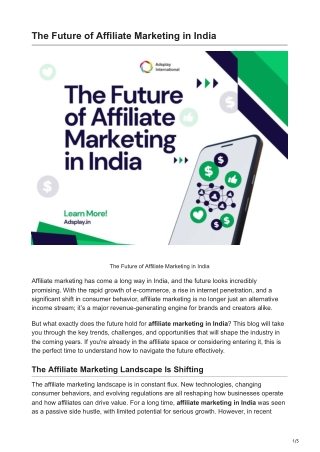 The Future of Affiliate Marketing in India