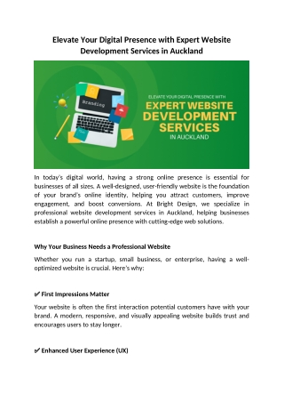 Elevate Your Digital Presence with Expert Website Development Services in Auckland