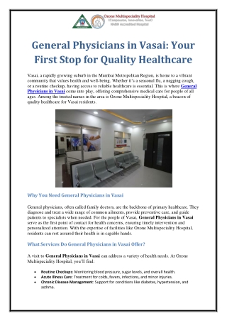 general physicians in vasai your first stop
