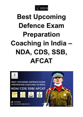 Best Upcoming Defence Exam Preparation Coaching in India – NDA, CDS, SSB, AFCAT