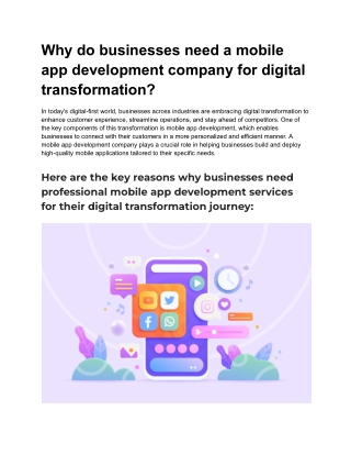 Why do businesses need a mobile app development company for digital transformation?