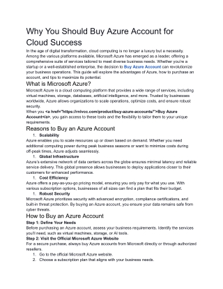Why You Should Buy Azure Account for Cloud Success