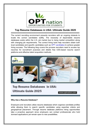Top Resume Databases in USA-Ultimate Guide 2025