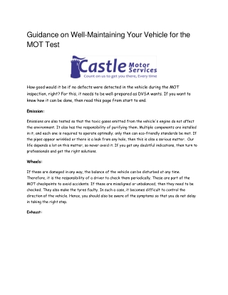 guidance on well maintaining your vehicle