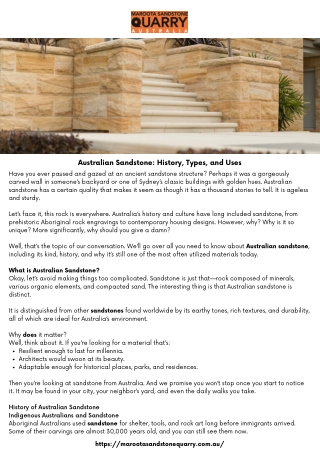 Australian Sandstone History, Types, and Uses