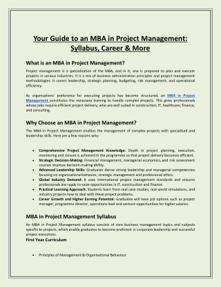 Your Guide to an MBA in Project Management: Syllabus, Career & More