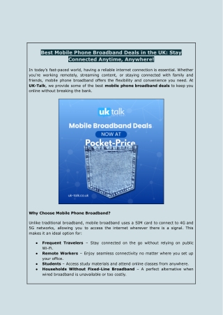 Best Mobile Phone Broadband Deals in the UK | UK-Talk