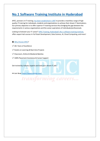 No1 Software Training Institute in Hyderabad