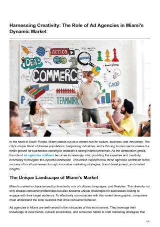 Harnessing Creativity The Role of Ad Agencies in Miami's Dynamic Market