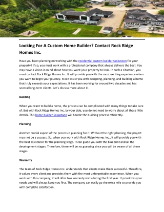 Looking For A Custom Home Builder Contact Rock Ridge Homes Inc