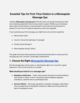 Essential Tips for First-Time Visitors to a Minneapolis Massage Spa