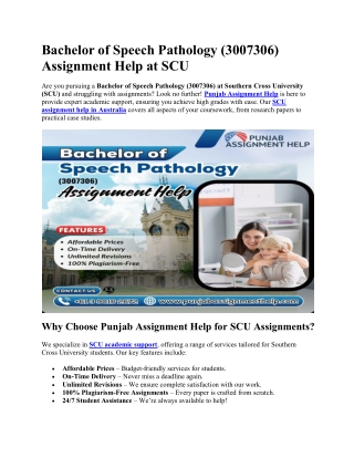 bachelor of speech pathology 3007306 assignment