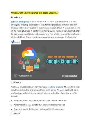 what are the key features of google cloud ai what