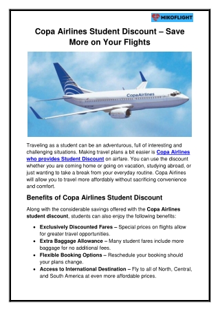 Copa Airlines Student Discount  Save More on Your Flights