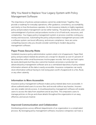 Reasons to Modernize Your Policy Management Software