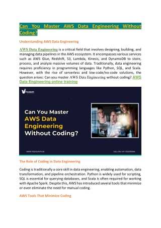 can you master aws data engineering without coding