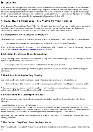 Seasonal Deep Cleans: Why They Matter for Your Business