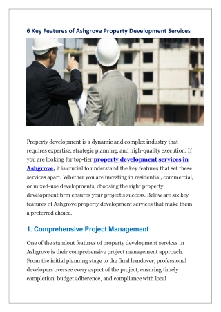 6 key features of ashgrove property development